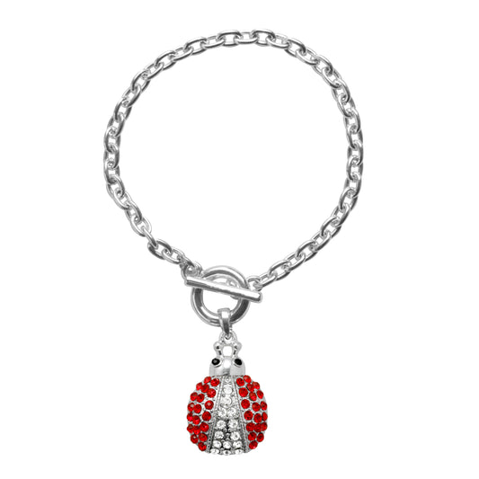 Silver Lady Bug Charm Toggle Bracelet
