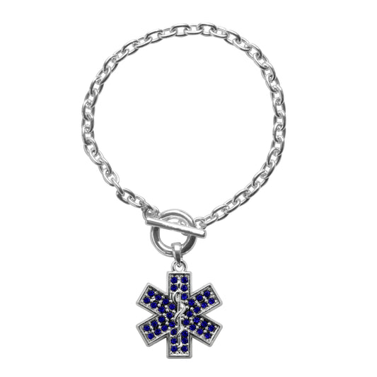 Silver EMT Charm Toggle Bracelet