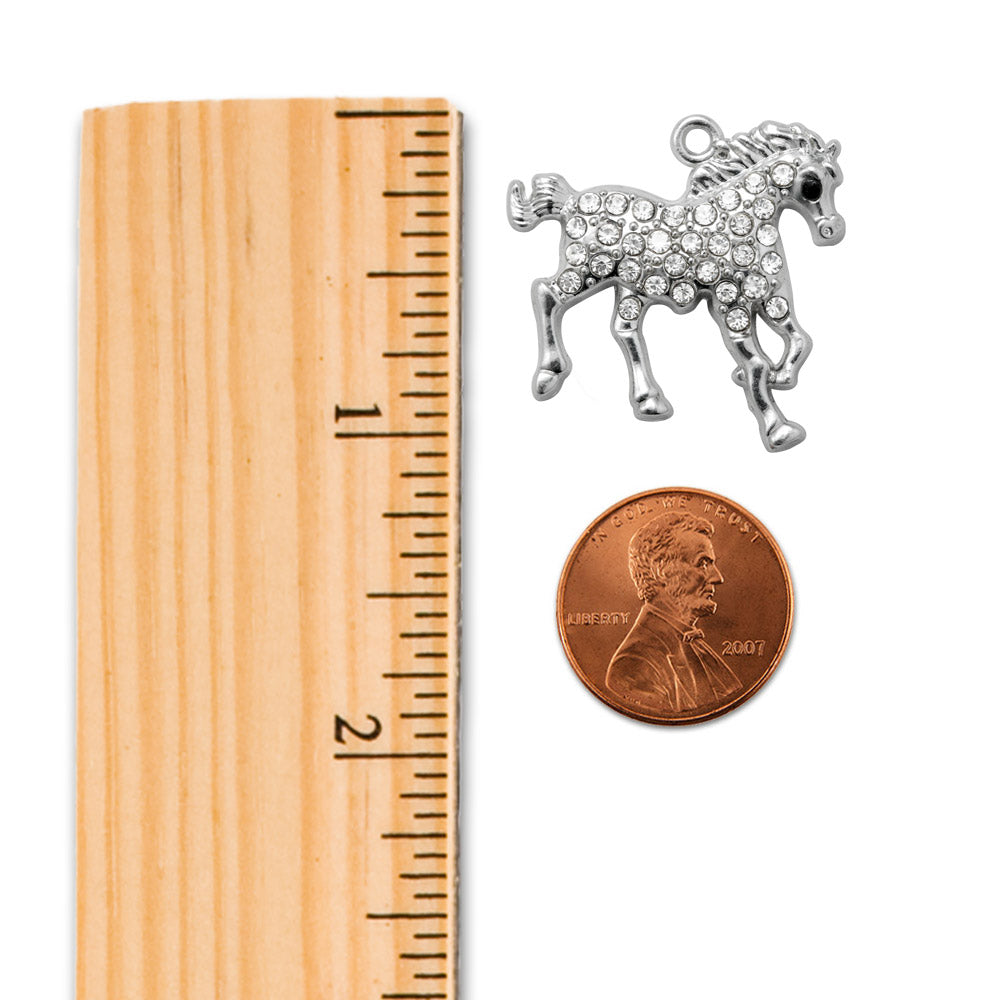 Silver Galloping Horse Charm Braided Bracelet