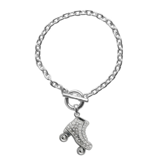 Silver Roller Skate Charm Toggle Bracelet