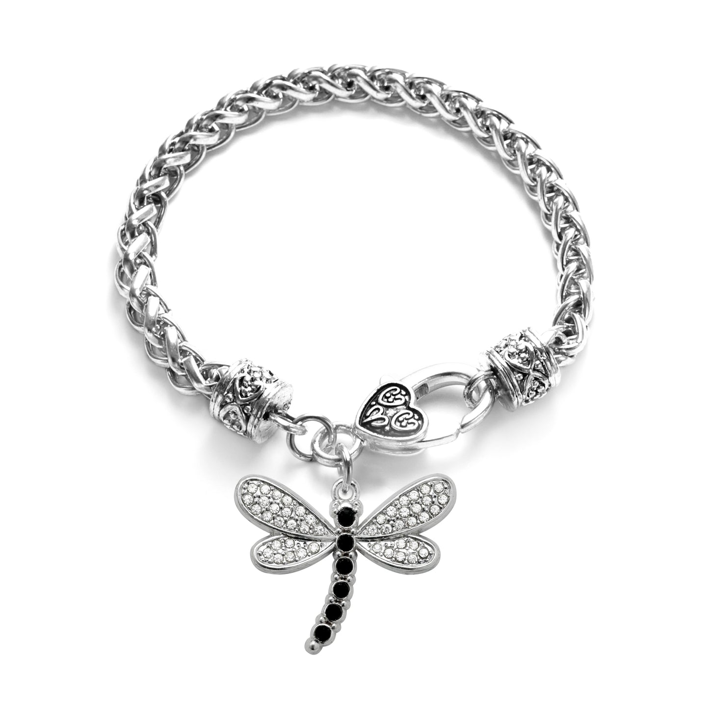 Silver Dragonfly Charm Braided Bracelet