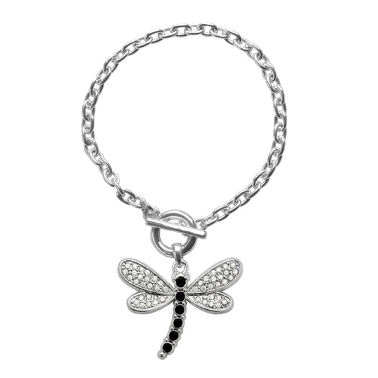 Silver Dragonfly Charm Toggle Bracelet