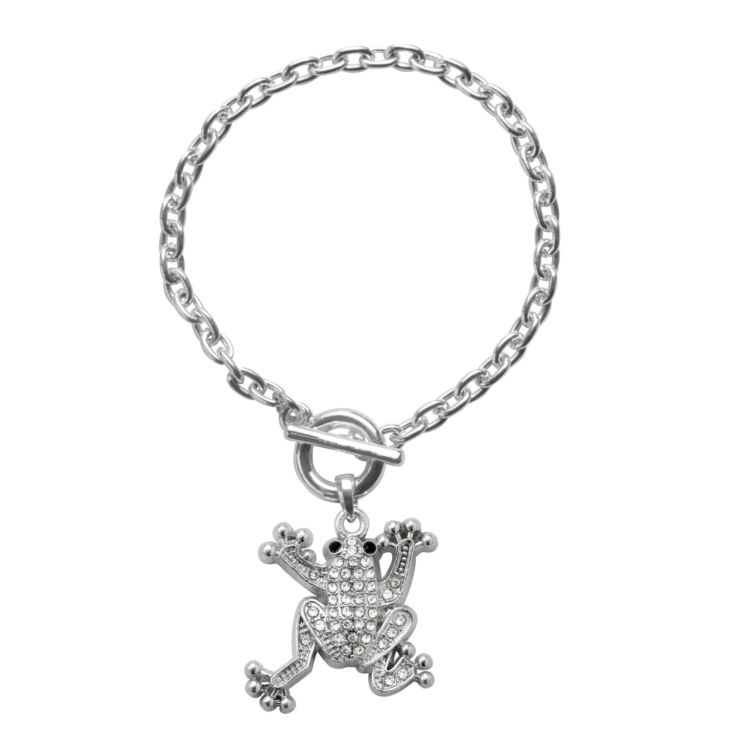 Silver Frog Charm Toggle Bracelet