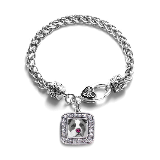 Silver Big Dogs with Big Hearts BSL Awareness Square Charm Braided Bracelet