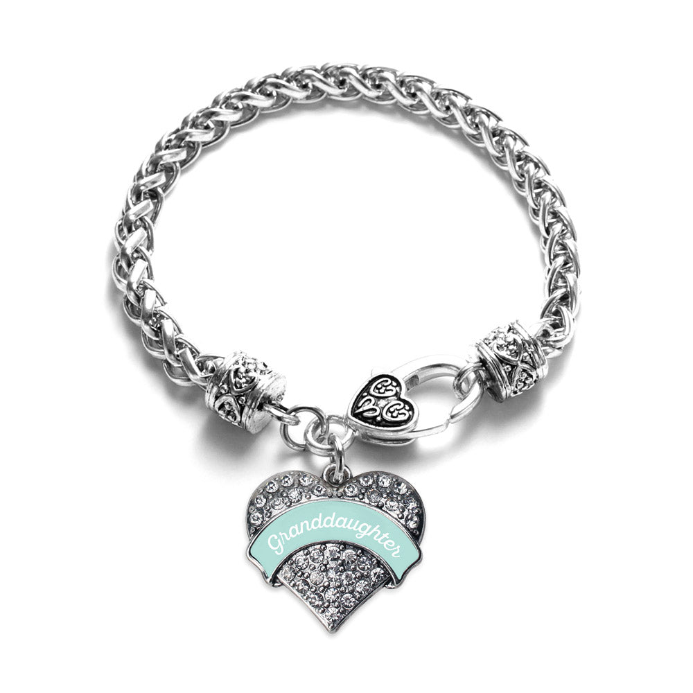 Silver Mint Granddaughter Pave Heart Charm Braided Bracelet