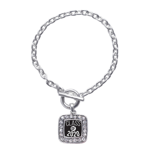 Silver Class of 2020 Square Charm Toggle Bracelet