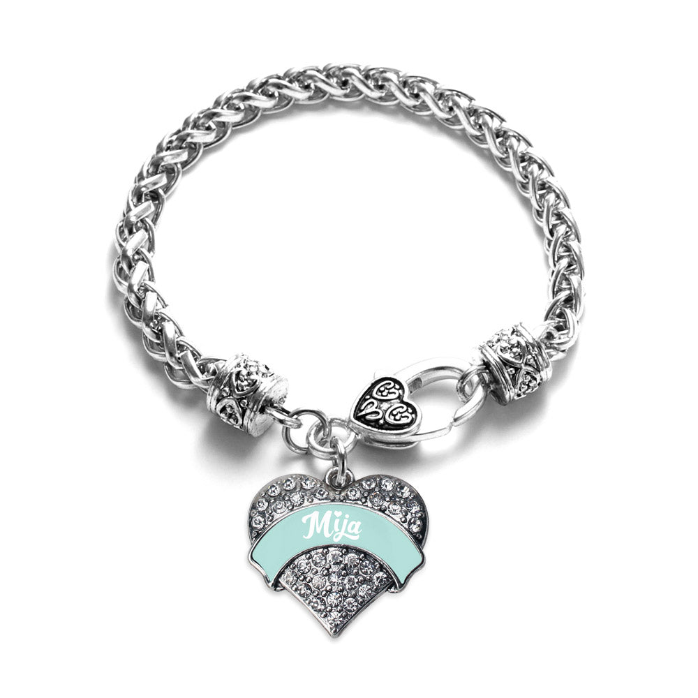 Silver Mint Mija Pave Heart Charm Braided Bracelet