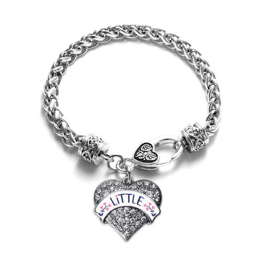 Silver Navy Blue and Rose Little Pave Heart Charm Braided Bracelet