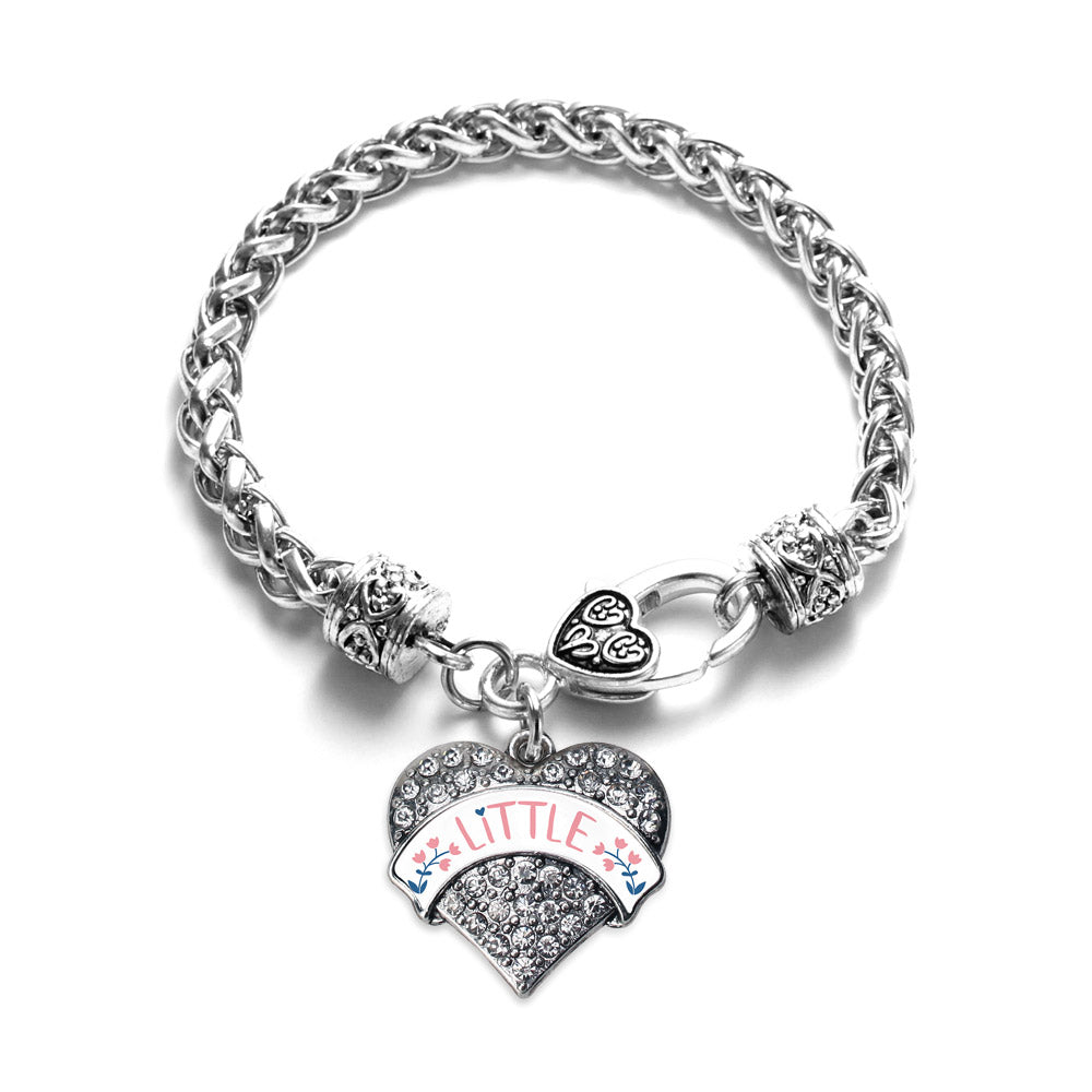 Silver Rose and Navy Blue Little Pave Heart Charm Braided Bracelet
