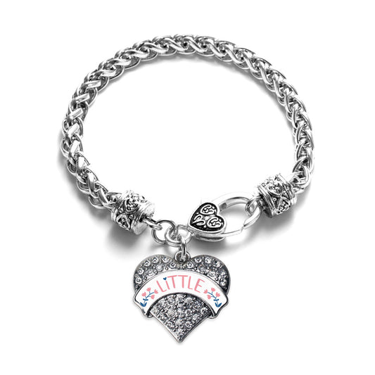 Silver Rose and Navy Blue Little Pave Heart Charm Braided Bracelet