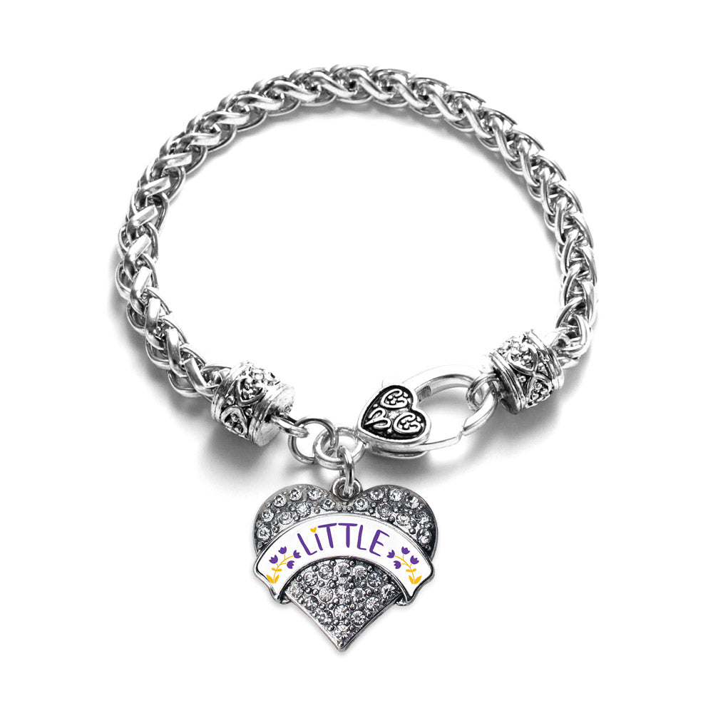 Silver Royal Purple and Canary Yellow Little Pave Heart Charm Braided Bracelet
