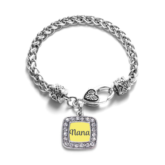 Silver Yellow Nana Square Charm Braided Bracelet