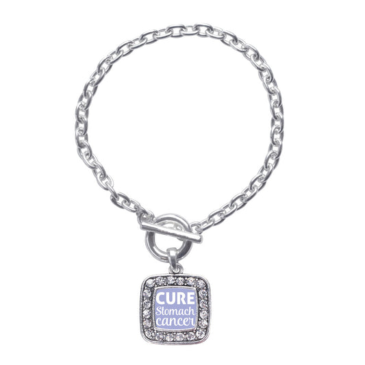 Silver Cure Stomach Cancer Square Charm Toggle Bracelet