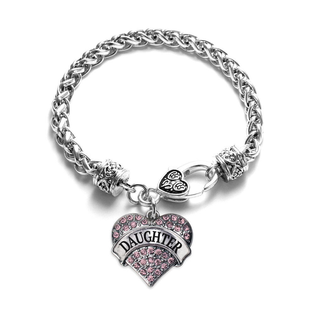 Silver Daughter PInk Pink Pave Heart Charm Braided Bracelet