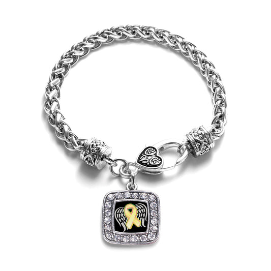 Silver Trisomy 13 Awareness Square Charm Braided Bracelet