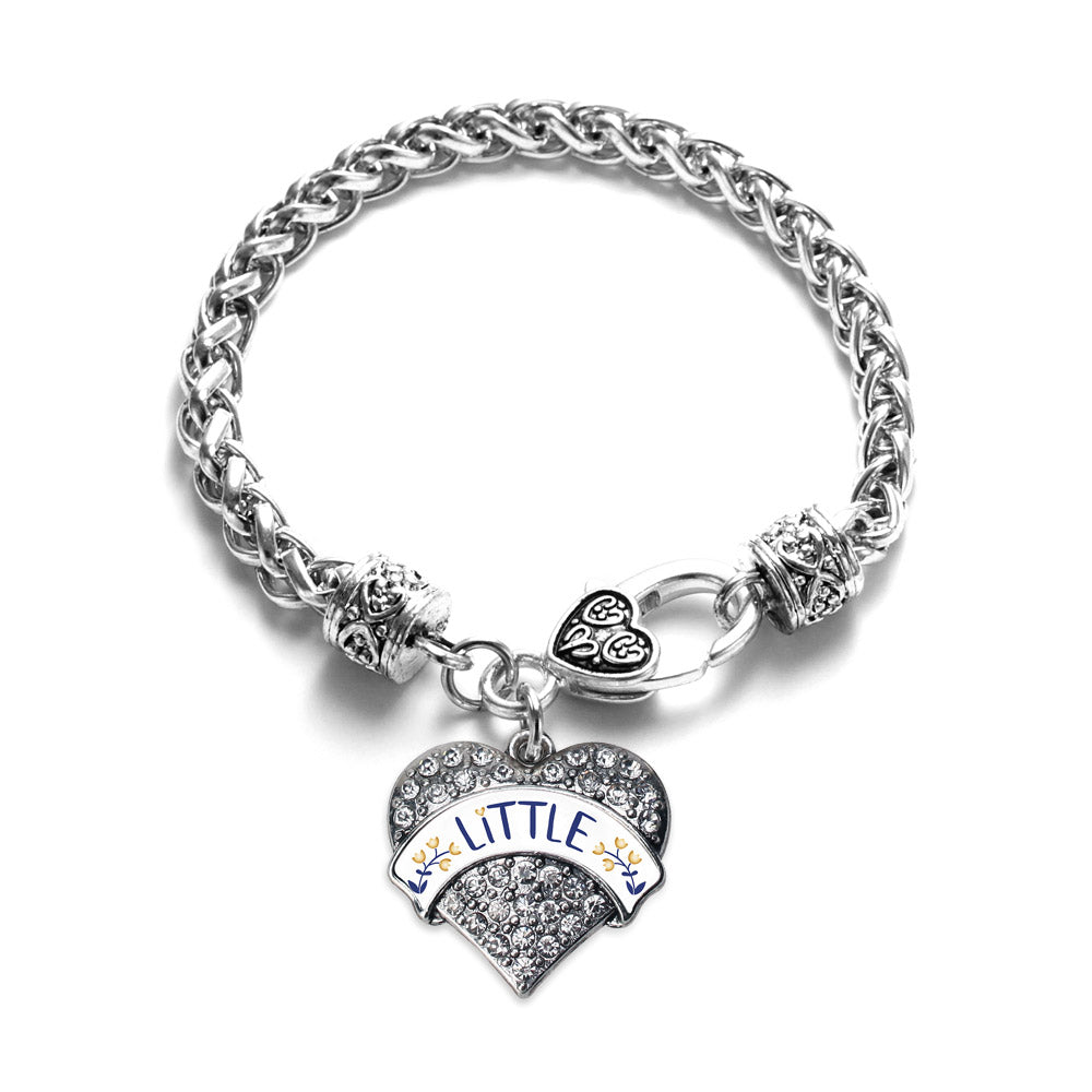 Silver Navy Blue and Gold Little Pave Heart Charm Braided Bracelet