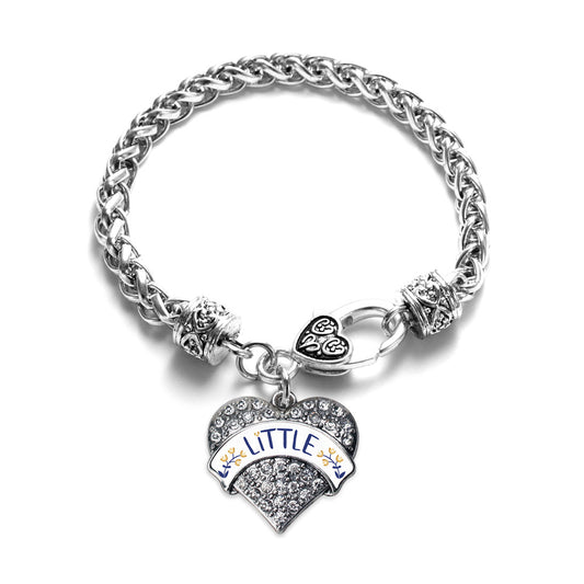 Silver Navy Blue and Gold Little Pave Heart Charm Braided Bracelet