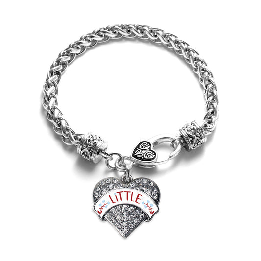 Silver Wine Red and Blue Little Pave Heart Charm Braided Bracelet