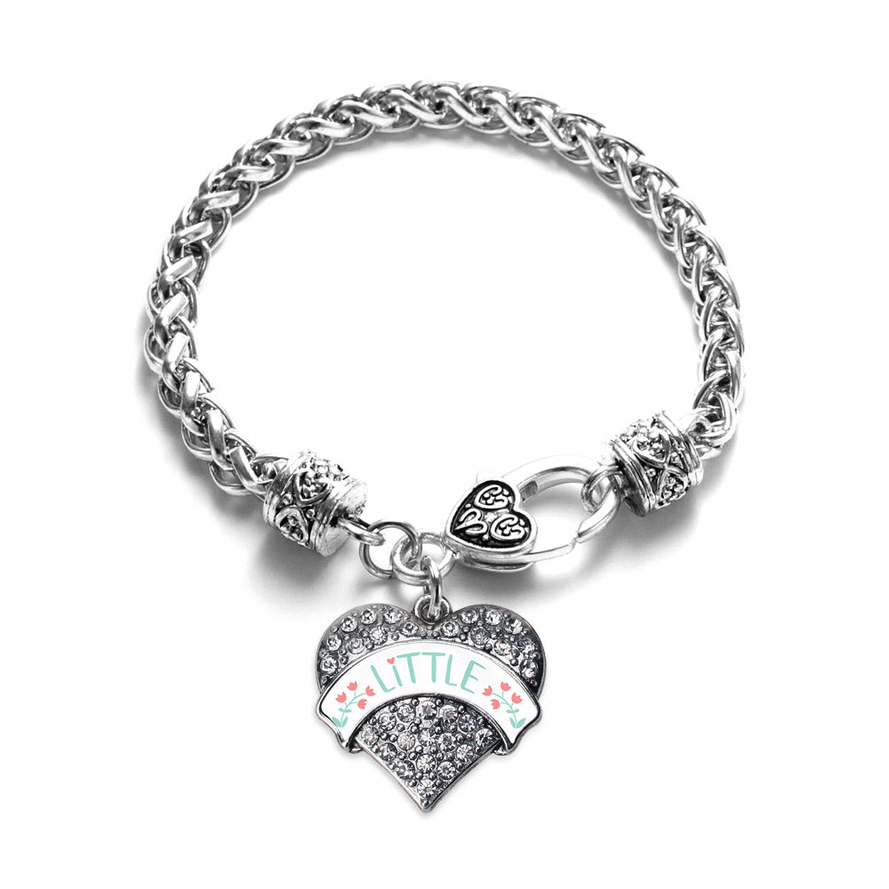 Silver Mint and Peach Little Pave Heart Charm Braided Bracelet
