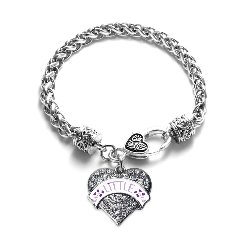Silver Lavender and Royal Purple Little Pave Heart Charm Braided Bracelet