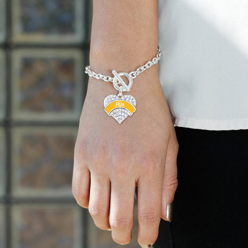 Silver Marigold Hija Pave Heart Charm Toggle Bracelet