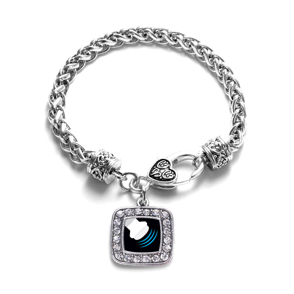 Silver Sonographer Square Charm Braided Bracelet