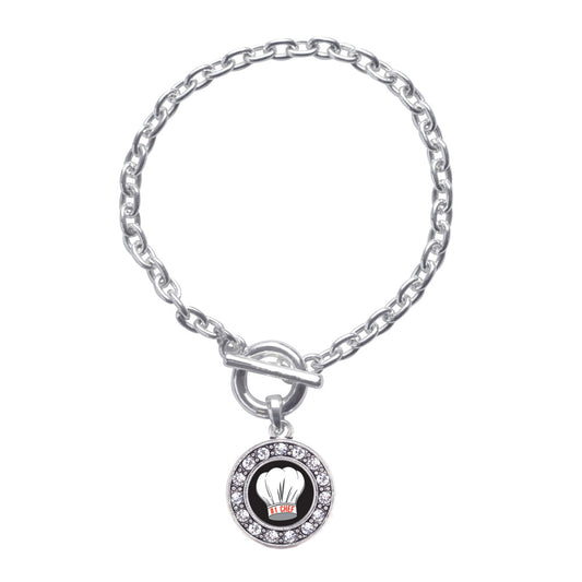 Silver #1 Chef Circle Charm Toggle Bracelet
