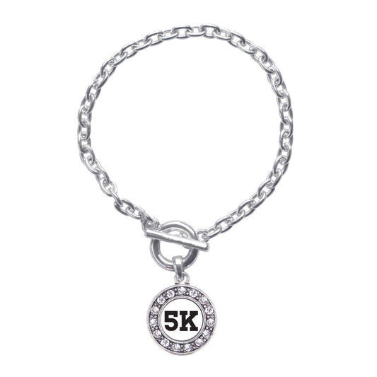 Silver 5K Runners Circle Charm Toggle Bracelet