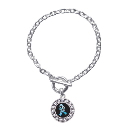 Silver Addiction Recovery Circle Charm Toggle Bracelet