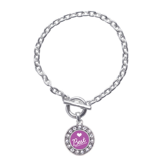 Silver Best Circle Charm Toggle Bracelet