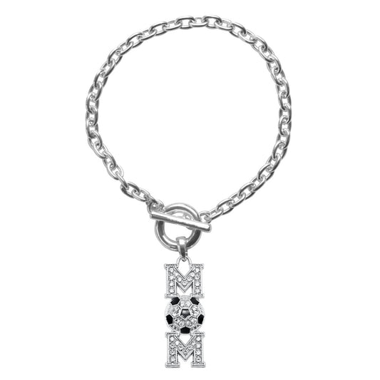 Silver Soccer Mom Charm Toggle Bracelet