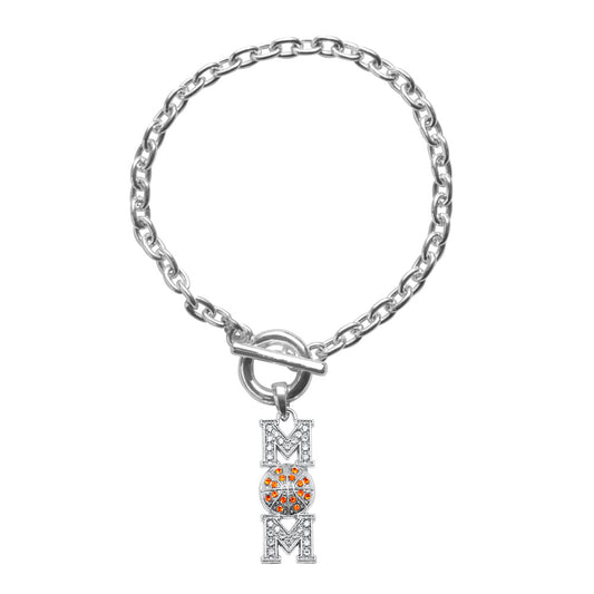 Silver Basketball Mom Charm Toggle Bracelet