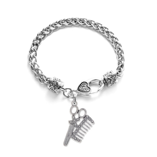 Silver Stylist Charm Braided Bracelet