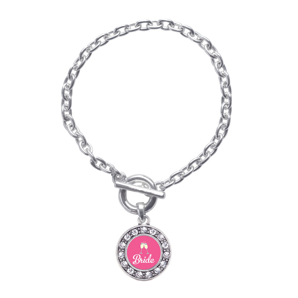 Silver Bride To Be Circle Charm Toggle Bracelet