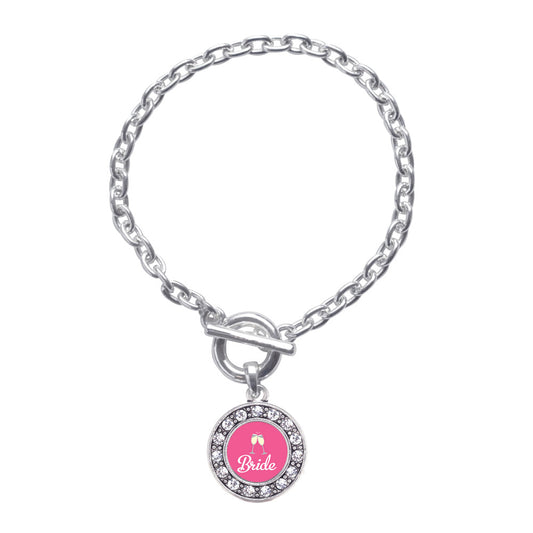 Silver Bride To Be Circle Charm Toggle Bracelet