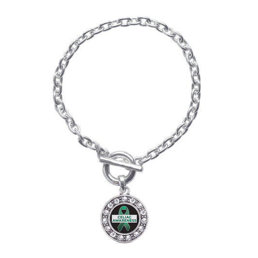 Silver Celiac Awareness Circle Charm Toggle Bracelet