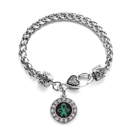 Silver Cerebral Palsy Circle Charm Braided Bracelet