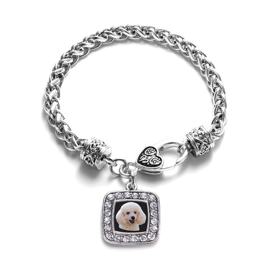 Silver The Poodle Square Charm Braided Bracelet