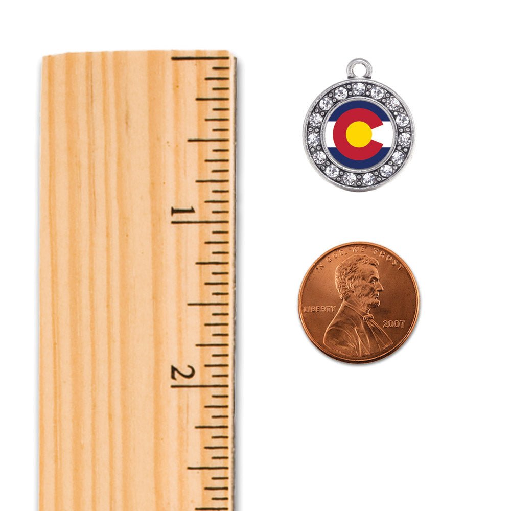 Silver Colorado Flag Circle Charm Toggle Bracelet