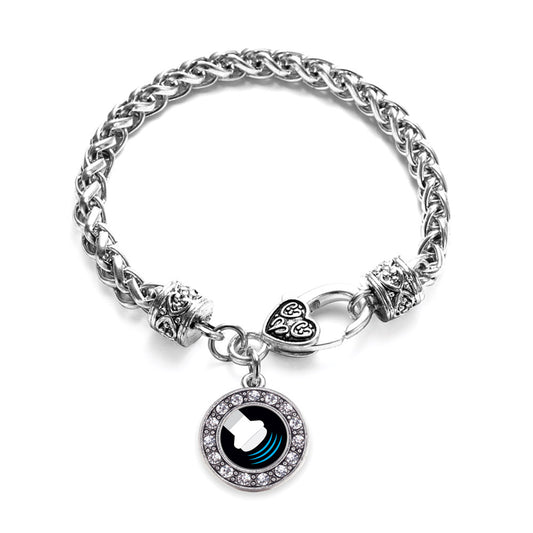 Silver Sonographer Circle Charm Braided Bracelet