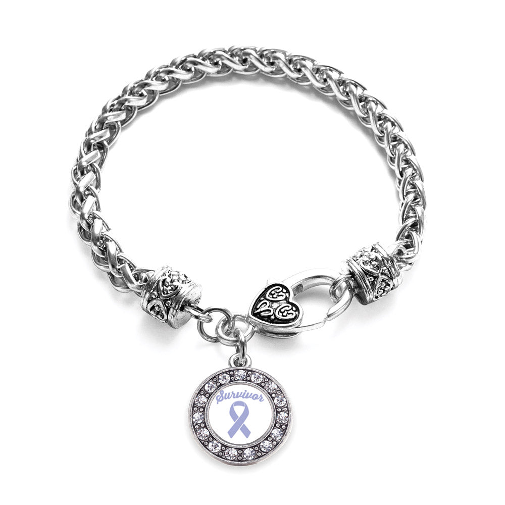Silver Periwinkle Circle Charm Braided Bracelet