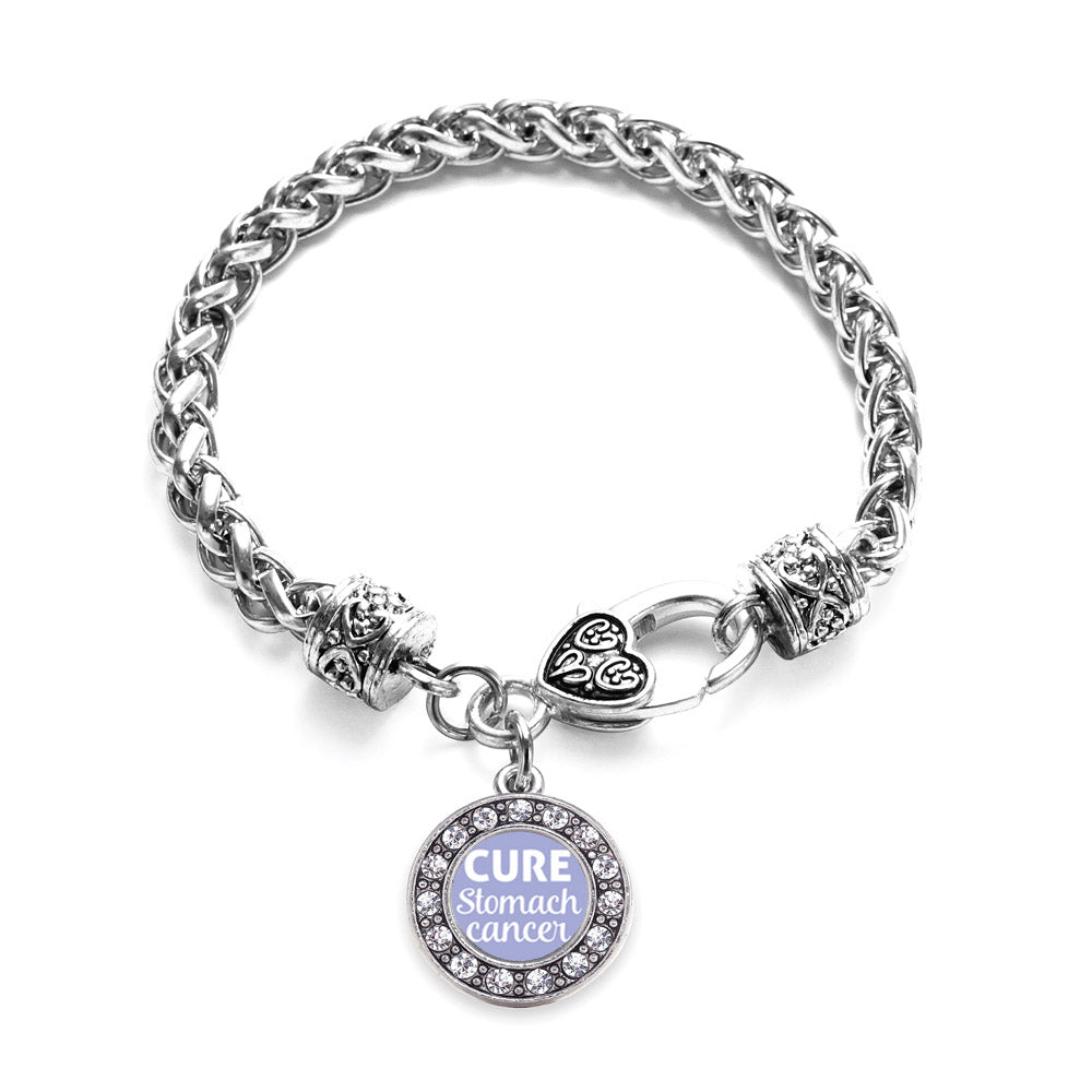 Silver Cure Stomach Cancer Circle Charm Braided Bracelet