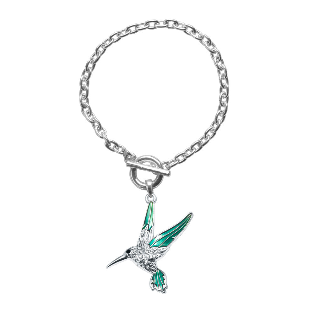 Silver Humming Bird Charm Toggle Bracelet