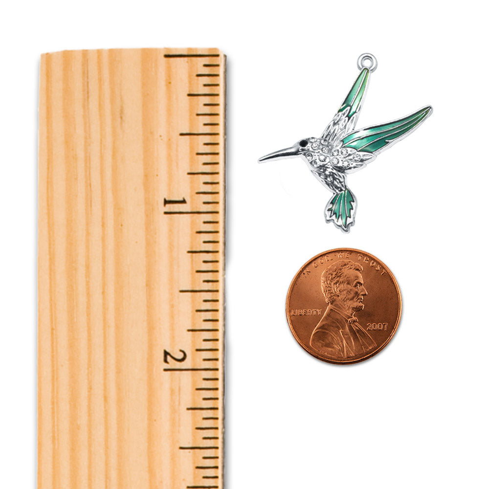 Silver Love Hummingbird Charm Toggle Bracelet