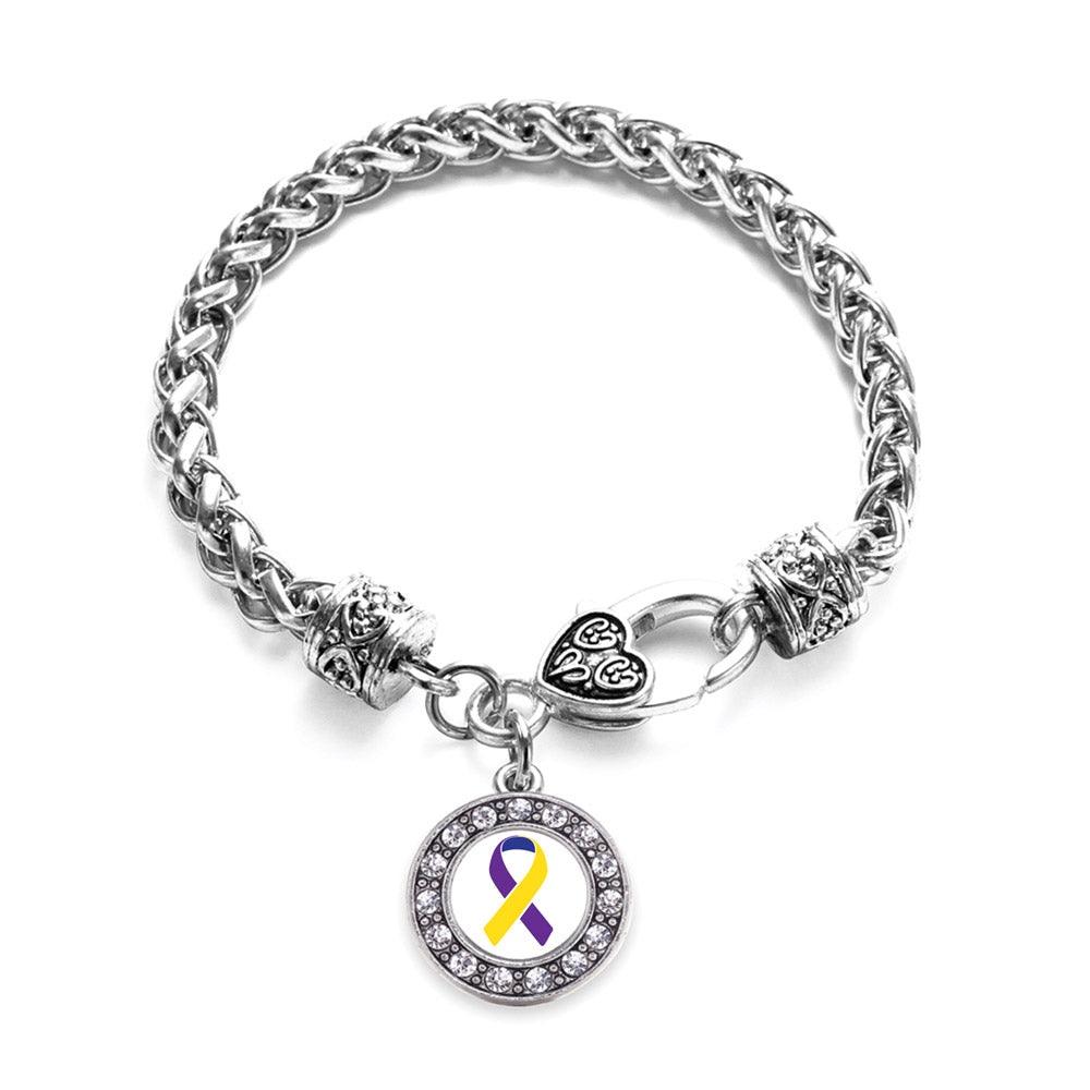 Silver Bladder Cancer Awareness Circle Charm Braided Bracelet