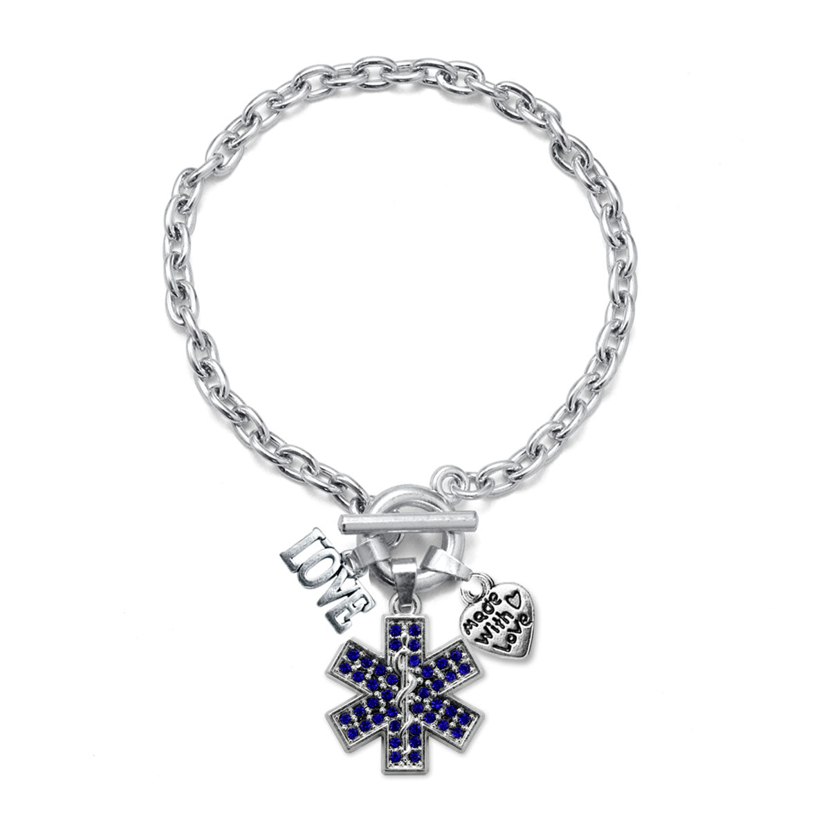 Silver Love EMT Charm Toggle Bracelet