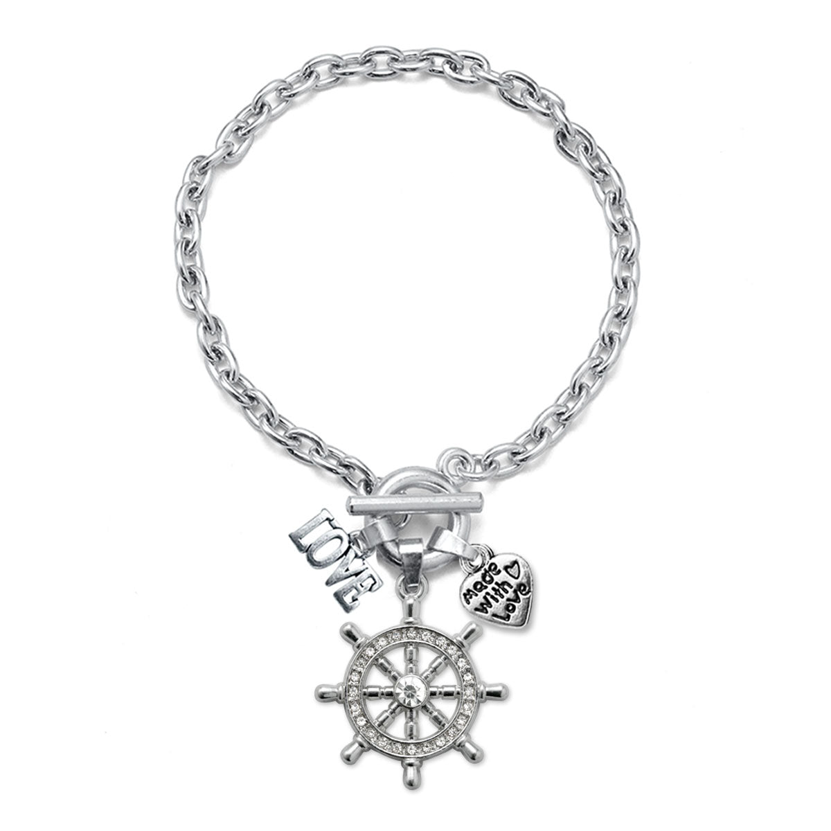 Silver Love Nautical Charm Toggle Bracelet