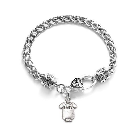 Silver Baby Onesie Charm Braided Bracelet