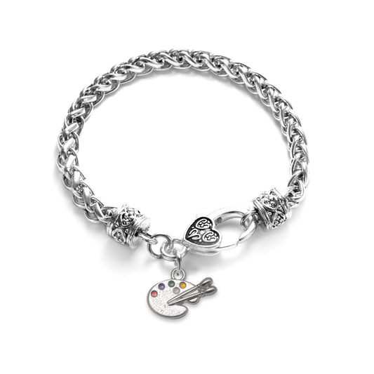 Silver Artist's Palette Charm Braided Bracelet