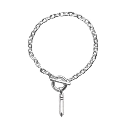 Silver Petite Bullet Charm Toggle Bracelet